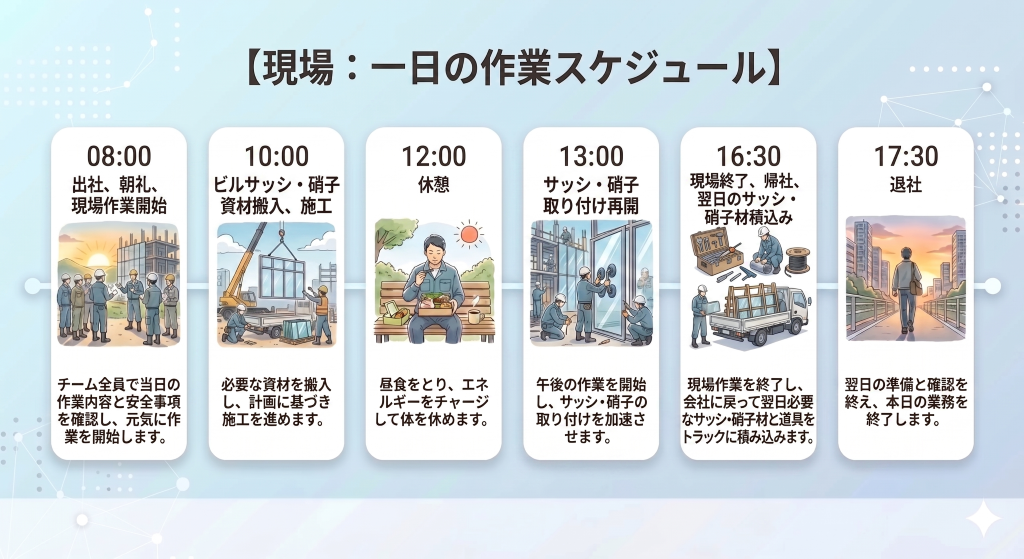 現場職員の一日のスケジュール